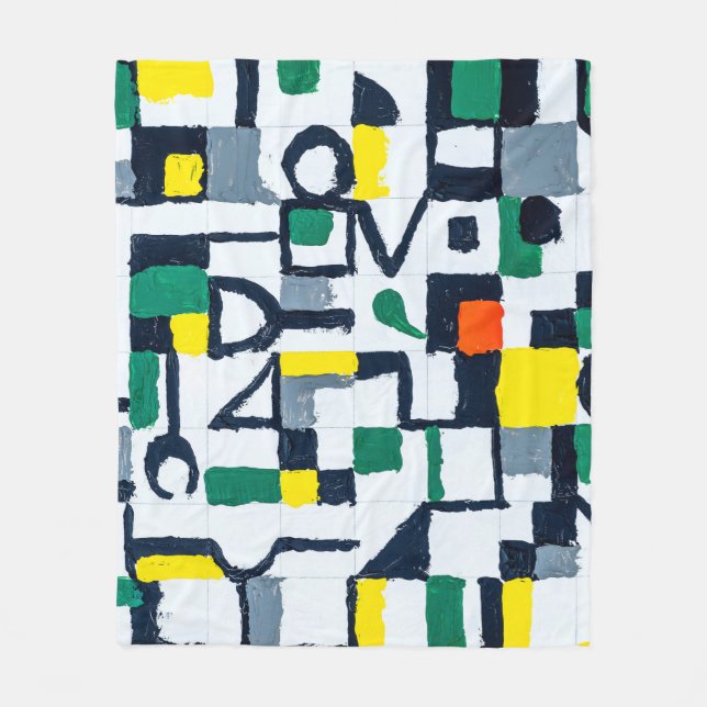 A Palette Knife Painting; Abstract Grid Painting;  Fleecefilt (Framsidan)