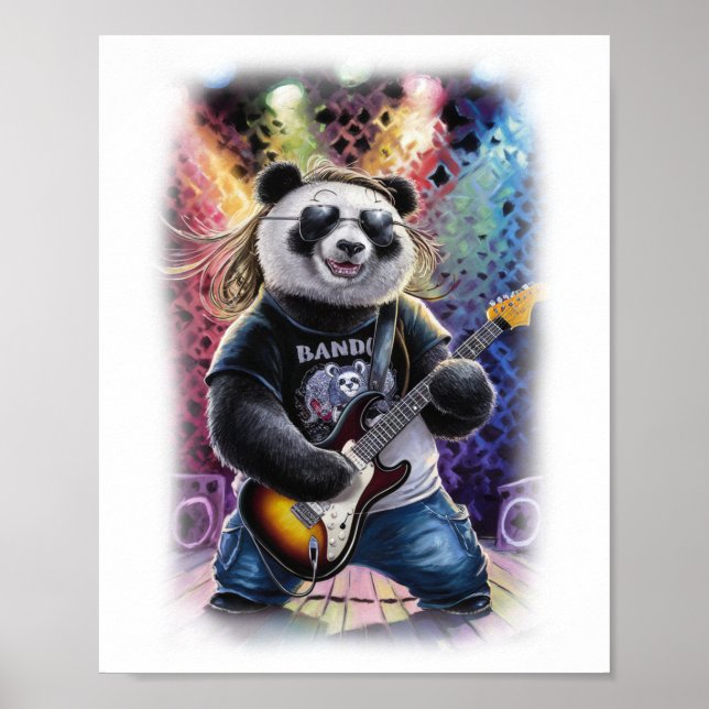A Panda Guitarist having Fun on a White Poster (Framsidan)