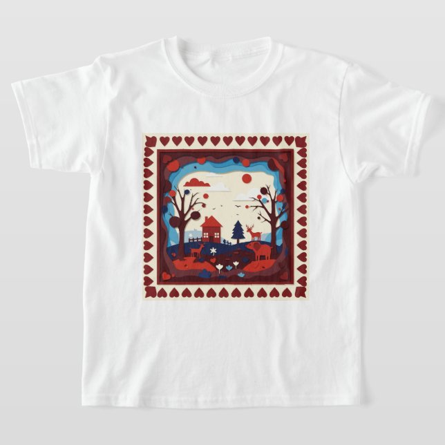 A paper cut illustration t shirt (Laydown)