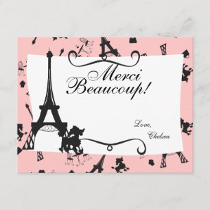 A Parisisiskt Party tackkort i Rosa Tack Kort