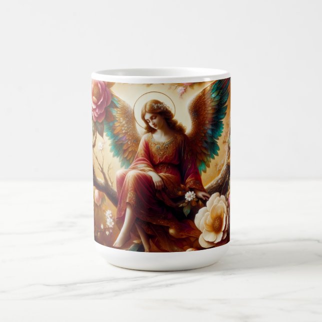 A Peaceful Angel Sitting On a Limb on a Beautiful Kaffemugg (Center)