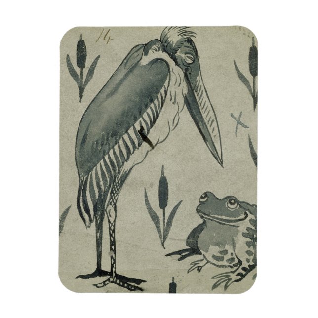 A pelican and Frog in Conversation (w/c on papper) Magnet (Vertikal)