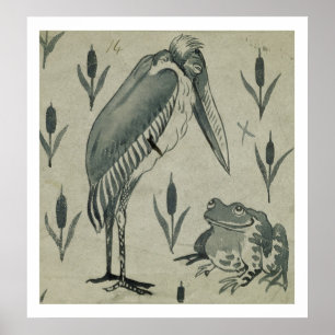 A pelican and Frog in Conversation (w/c on papper) Poster