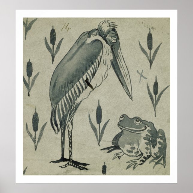 A pelican and Frog in Conversation (w/c on papper) Poster (Framsidan)