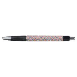 A pen with a colorful geometric pattern 