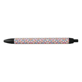 A pen with a colorful geometric pattern 