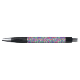 A pen with a multicolored geometric pattern 
