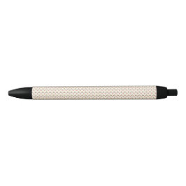 A pen with a textured beige body and black accents