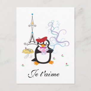 A Penguin i Paris Postcard Vykort
