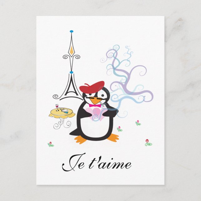 A Penguin i Paris Postcard Vykort (Framsida)