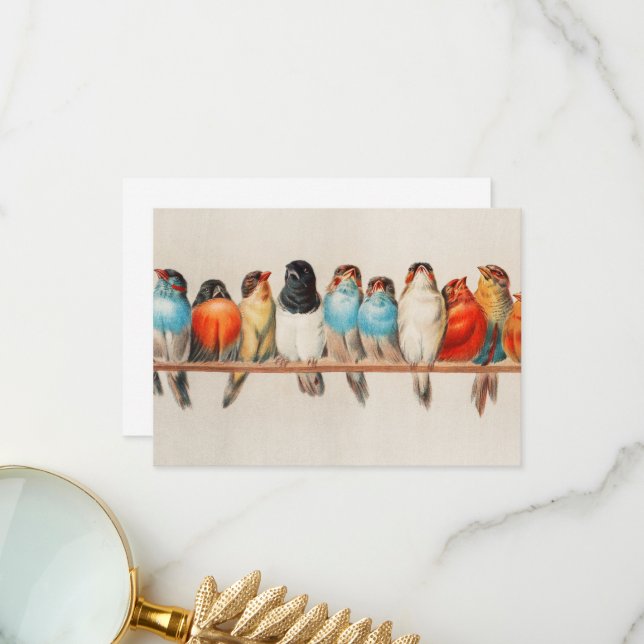 A Perch of Birds av Hector Giacomelli Tack Kort (Fram/Back In Situ)