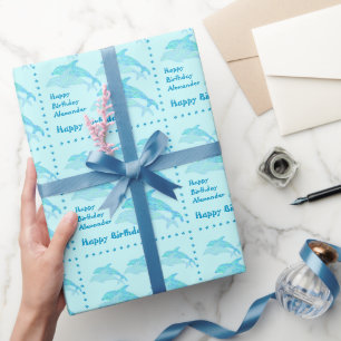 A Personlig Roligt Blue Dolphins Grattis på föde Presentpapper