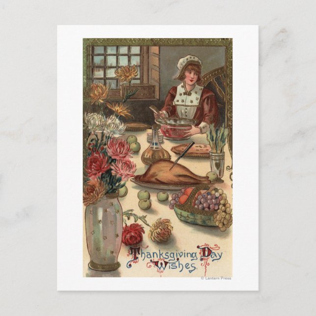A Pilgrim Womans Bord Vykort (Framsida)