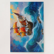 A Pirat Frakt i en våg av Vatten