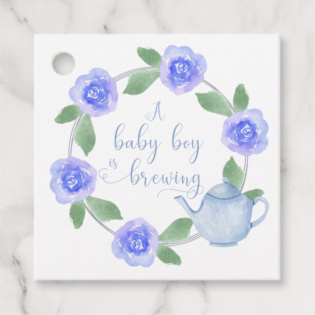 A Pojke andas blått Tekanna Blommigt andedräkt Gåvor Etiketter (Framsida)