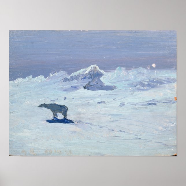 A Polar Bear Hunting in Moonlit Night, 1899 Poster (Framsidan)