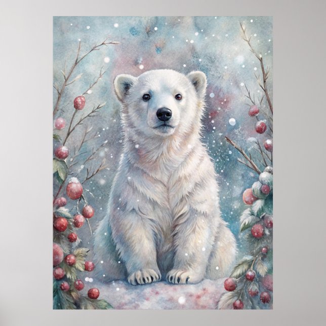 A Polar Bear Unge på vinter Poster (Framsidan)