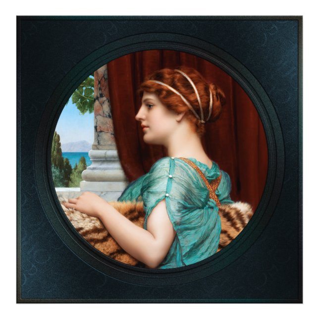 A Pompean Dam av John William Godward Fototryck (Framsidan)