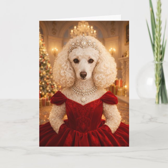 A Poodle Christmas Holiday Card Kort (Framsida)