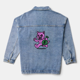A POP CAT THIEF Hoodie Denim Jacket 