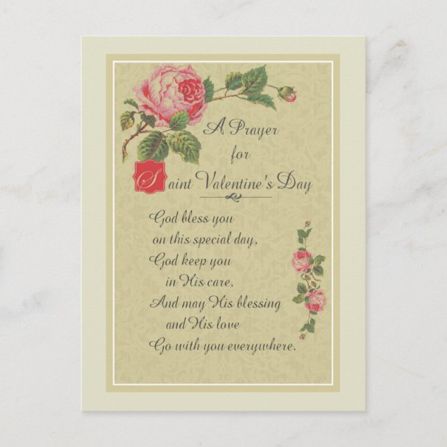 A Prayer for St. Valentines Day Helg Vykort (Framsida)