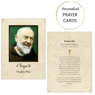 A Prayer to Padre Pio Roman Catholic Card Placeringskort