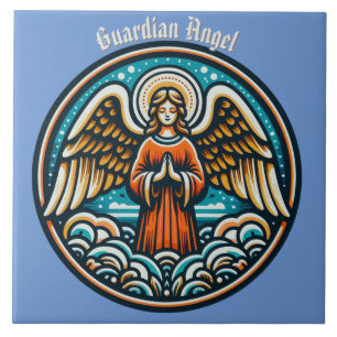 A Praying Guardian Angel Kakelplatta