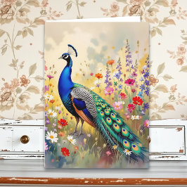 A Pretty Colorful Peacock Birthday Kort