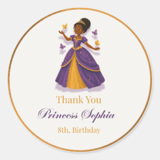 A princess Birthday Stickers Runt Klistermärke