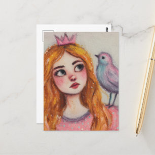 A Princess och a Rosa Bird Vykort