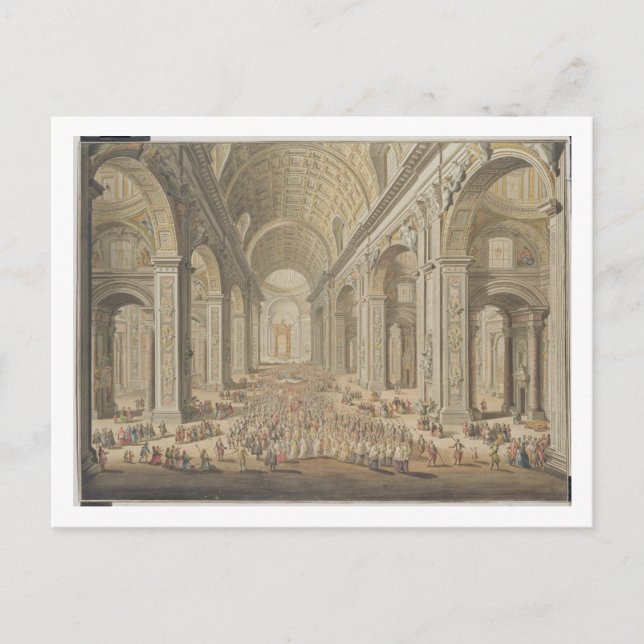 A Procession in St Peter's, Rom (w/c over an etch) Vykort (Framsida)