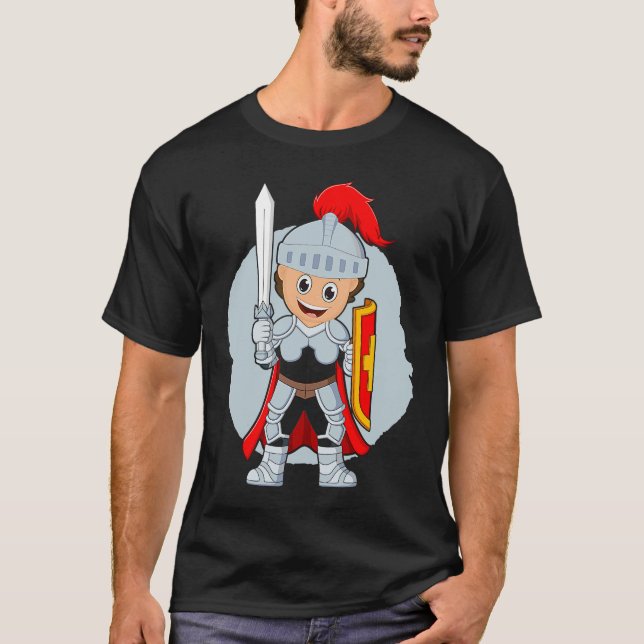 A proud little knight from the Medieval with sword T Shirt (Framsida)