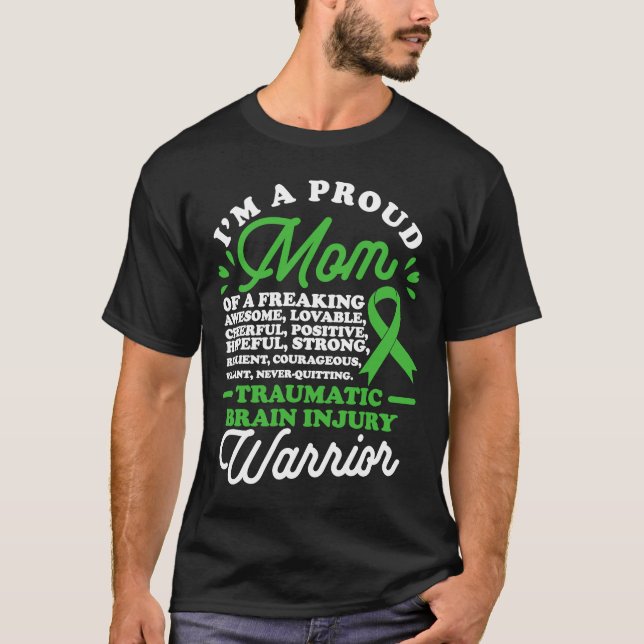 A Proud Mamma Traumatic Brain Injury a TBI Warrior T Shirt (Framsida)