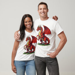A Proud Red Dragon Holding A Rugby Ball T Shirt