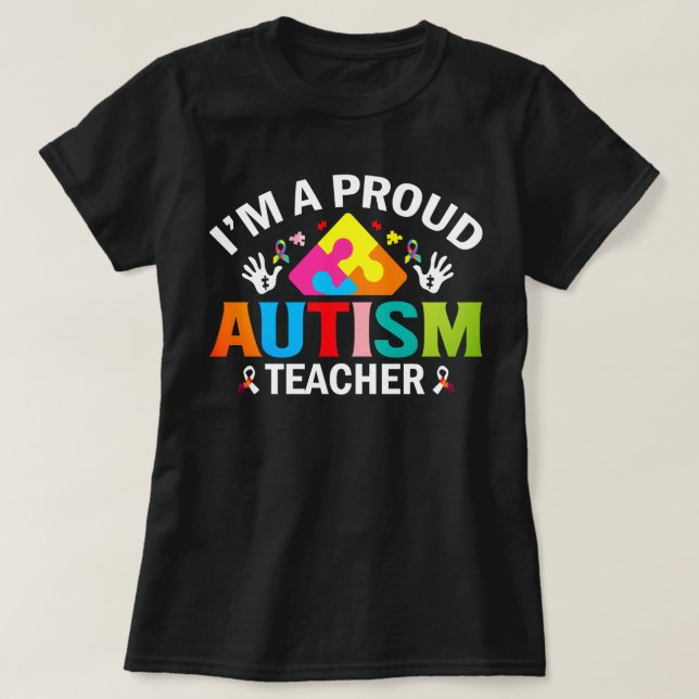 A Proud Teacher of Autism Studenter T Shirt (Design framsida)