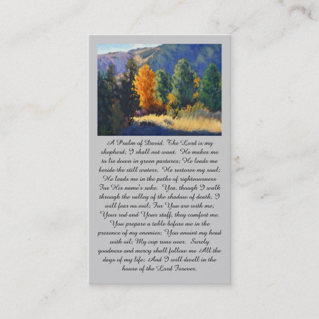 "A Psalm of David” Peace & Comfort Prayer Card Visitkort (Framsida)