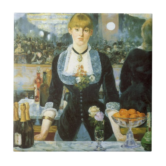 A Pub vid Folies Bergere av Edouard Manet Kakelplatta (Framsidan)