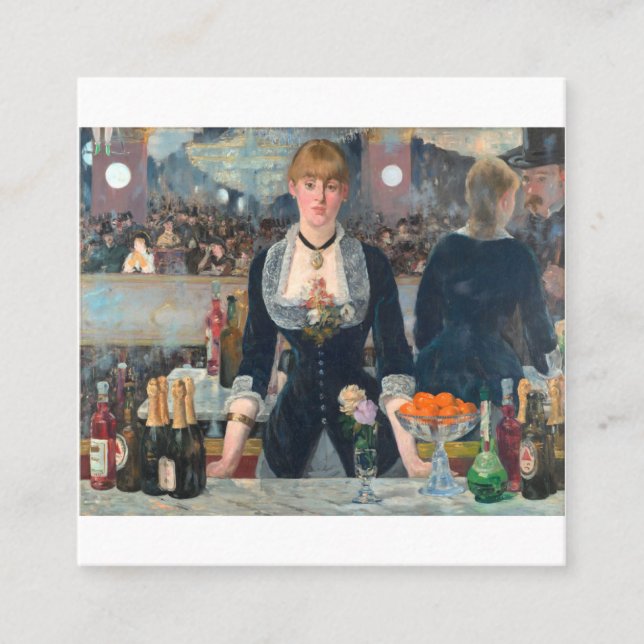 A Pub vid Folies Bergere - Edouard Manet Fyrkantigt Visitkort (Framsida)
