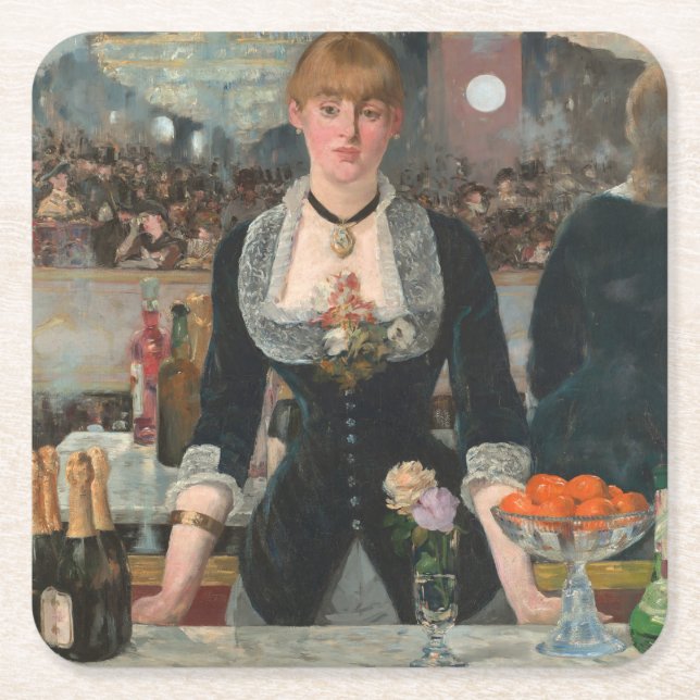 A Pub vid Folies-Bergère Edouard Manet Underlägg Papper Kvadrat (Framsidan)