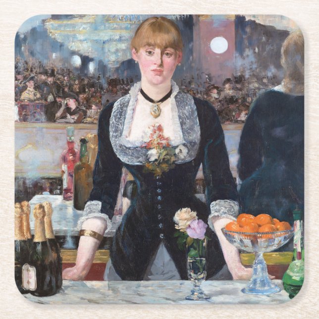 A Pub vid Folies-Bergere, Manet Underlägg Papper Kvadrat (Framsidan)