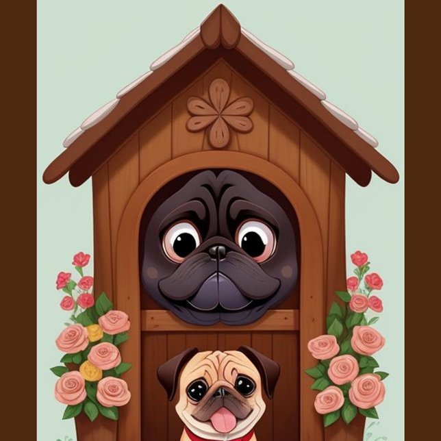 A Pug Hund House Puzzle Pussel (Turn designs, photos, and text into a great game with customizable puzzles!)