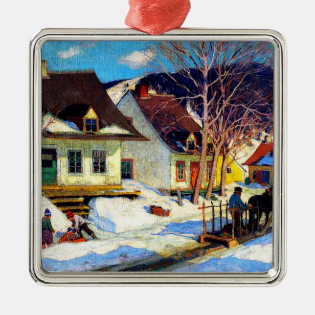 A Quebec Village Street av Clarence Gagnon Julgransprydnad Metall (Framsidan)