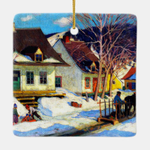 A Quebec Village Street - Clarence Gagnon-grafik Julgransprydnad Keramik