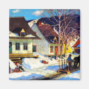 A Quebec Village Street - Clarence Gagnon-grafik Magnet