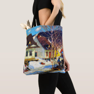 A Quebec Village Street - Clarence Gagnon-grafik Tygkasse