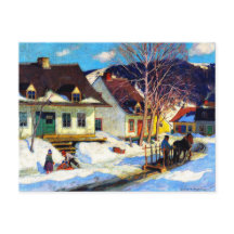 A Quebec Village Street - Clarence Gagnon-grafik
