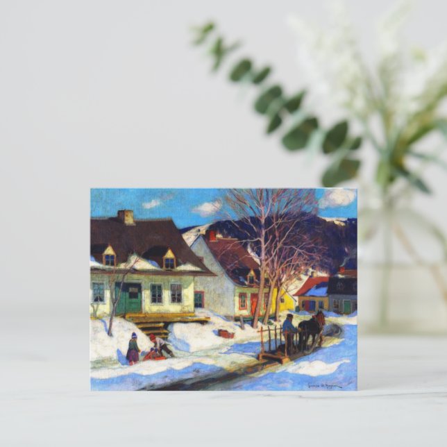 A Quebec Village Street, Winter, Clarence Gagnon Helg Vykort (Stående Fram)