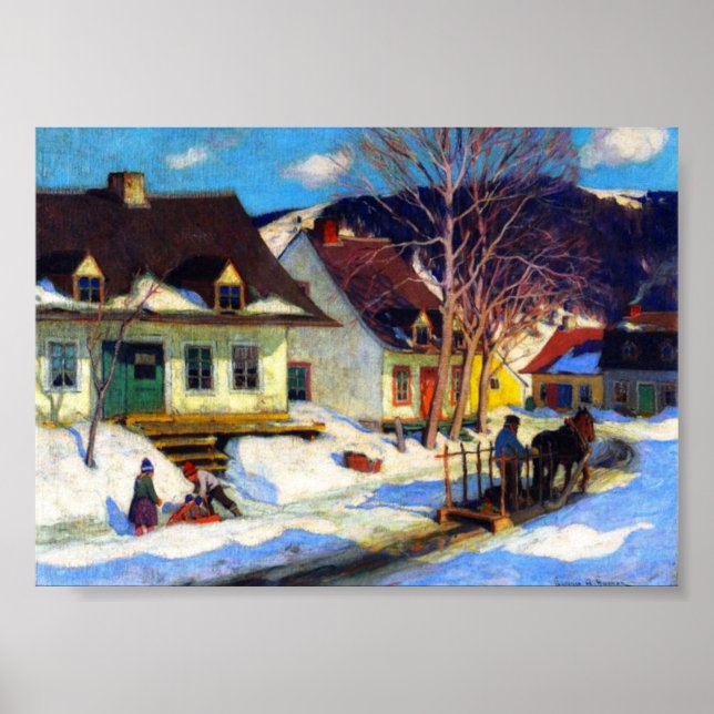 A Quebec Village Street, Winter, Clarence Gagnon Poster (Framsidan)