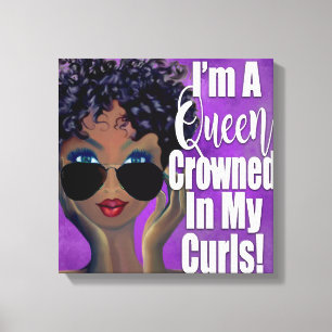 A Queen Crowned in Curls Affirmation Canvastryck