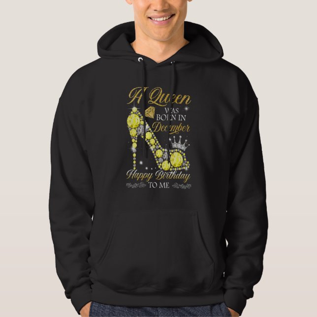 A Queen Was Born In December Funny Bling High Heel Hoodie (Framsida)